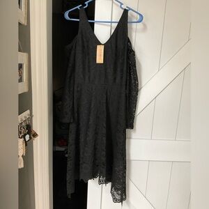 American Rag Black One-Shoulder Lace Dress Small
